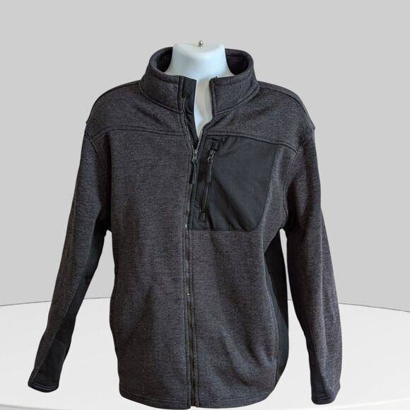 Rugby University Sweater Jacket Mens  Full Zip  Gray Black Large Travel Business - Picture 1 of 8